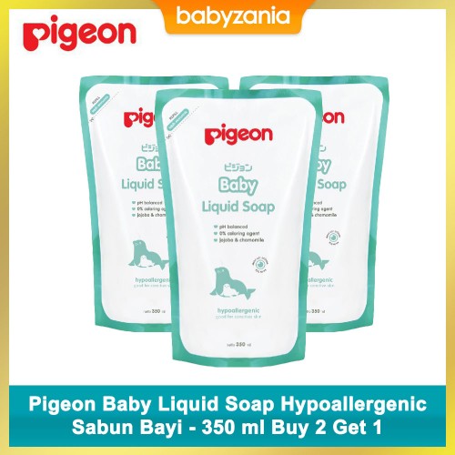 Pigeon Baby Liquid Soap Hypoallergenic Sabun Bayi - 350 ml Buy 2 Get 1