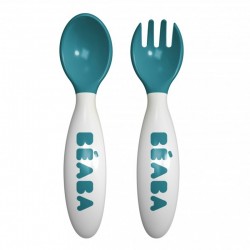 Beaba Set of 2 2nd Age Ergonomic Cutlery - Blue