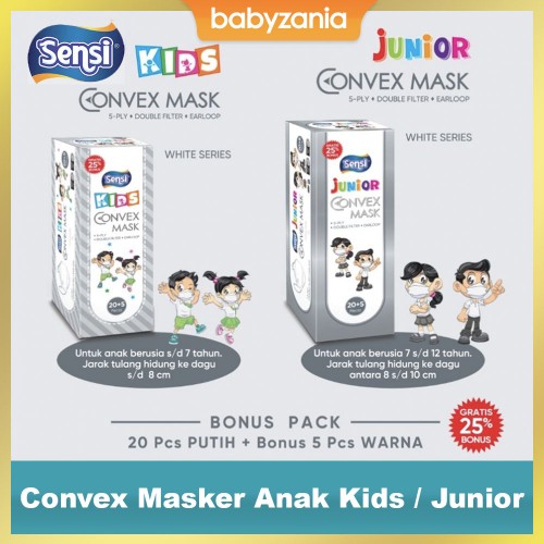 Sensi Convex Kids Junior Mask Masker Anak 5 Ply Earloop - 25 Pcs