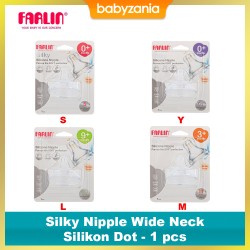 Farlin Silky Silicone Nipple Wide Neck Dot Bayi -...