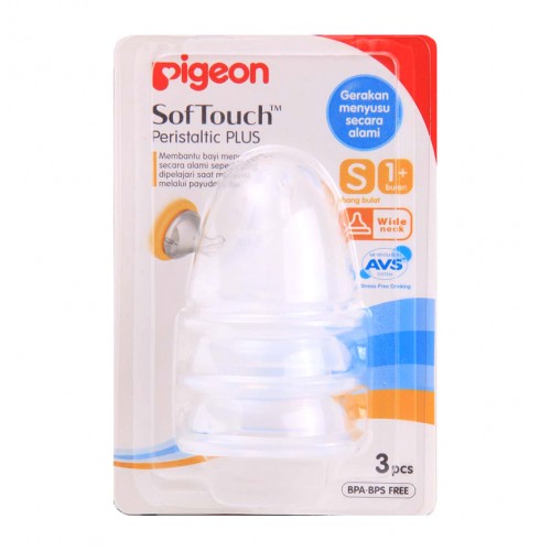 Pigeon Softouch Peristaltic Plus Nipple S For Wide Neck - 3pc