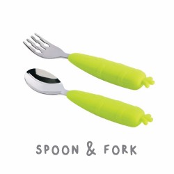 Monee Kids Spoon & Fork - Green