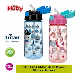 Nuby Tritan Flipit Glitter Straw Bottle Botol...