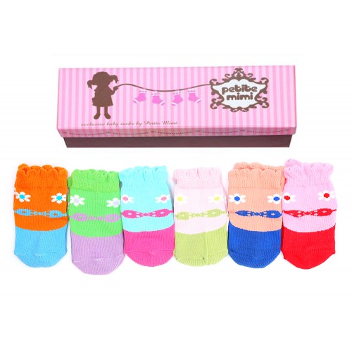 Petite Mimi Socks 6 Packs (0-12M) - Lily