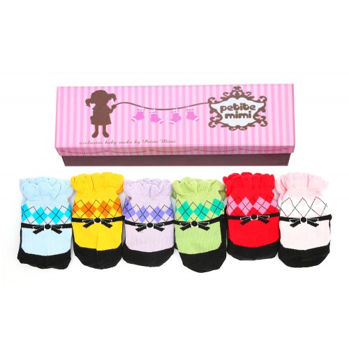 Petite Mimi Socks 6 Packs (0-12M) - Ribbon