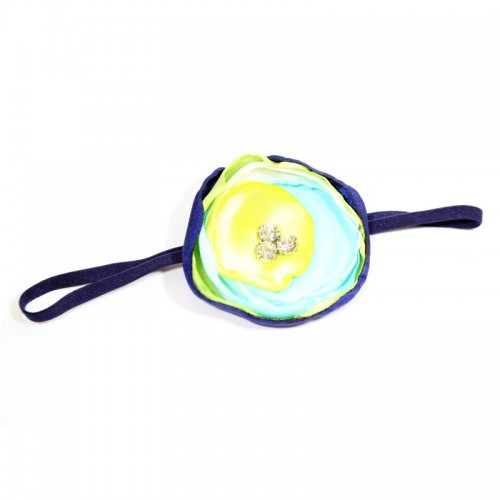 Handmade Pita Baby Headband Bandana Bando Bayi - Rainbow Navy